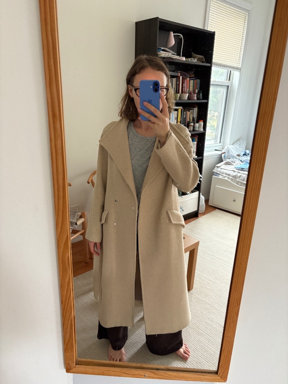 Mango Light Beige Long Wool Coat